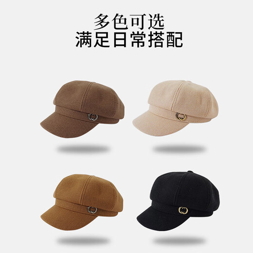 XUEXIMAN beret women's Korean style British retro all-match face-showing small octagonal hat painter's peaked hat