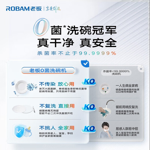Robam salt series G1Ultra dishwasher 17 sets of large-capacity smart door 0-bacteria dishwasher Embedded heavy oil removal hot air drying and sterilization 168h long-term storage Level 1 G1U 17 sets of sea salt white G1U salt dishwasher