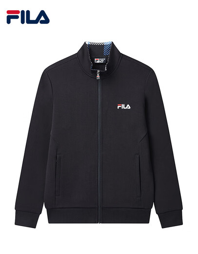 
FILA official men's knitted casual zipper jacket top autumn and winter stand collar business men's commuting jacket Legendary blue-NV XL 180/100A