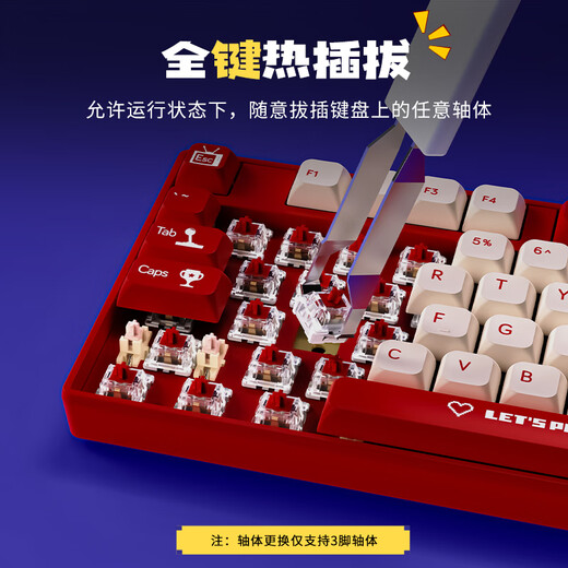 黑爵（AJAZZ）AK870MC客制化机械键盘 支持全键热插拔混彩灯光办公/游戏键盘HJ13A 红轴紫白 混彩