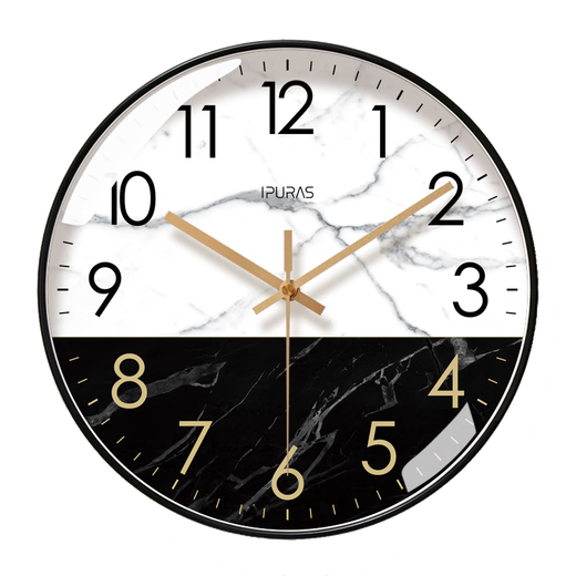 Horloge mural salon 2004 Nouvelle wave radio watch easy prable texture wall horloge horloge mode art horloge ultra silent - Blue Core Clock 679-g Black Frame 14 pouces