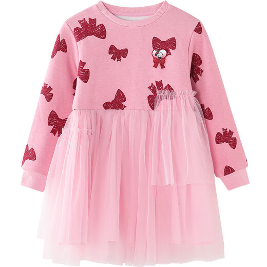Disney (DISNEY) children's clothing children's girls woolen red dress anti-static New Year clothes 24 winter DB441RE11 pink 130