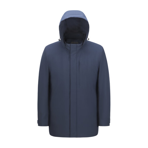 YOUNGOR Daunenjacke Herren Daunenjacke mit Kapuze, Polyestergewebe, Gänsedaunenfüllung, warm und bequem, Marineblau, L 175/96A