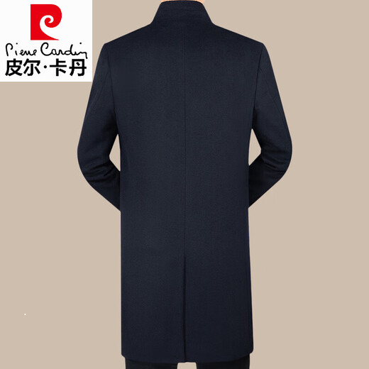 Pierre Cardin Men's Woolen Wool Coat Wool Jacket Men's Medium Long Stand Collar 2025 Autumn and Winter Middle-aged Woolen Windbreaker Autumn Clothing S8868 Gray Stand Collar 2XL 185
