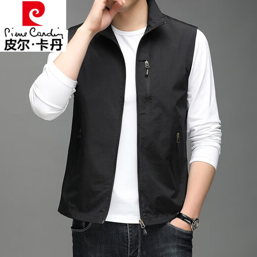 皮尔卡丹（pierre cardin）春秋季新款薄款马甲男商务休闲坎肩夹克户外工装背心中年马夹外套 686卡其 M