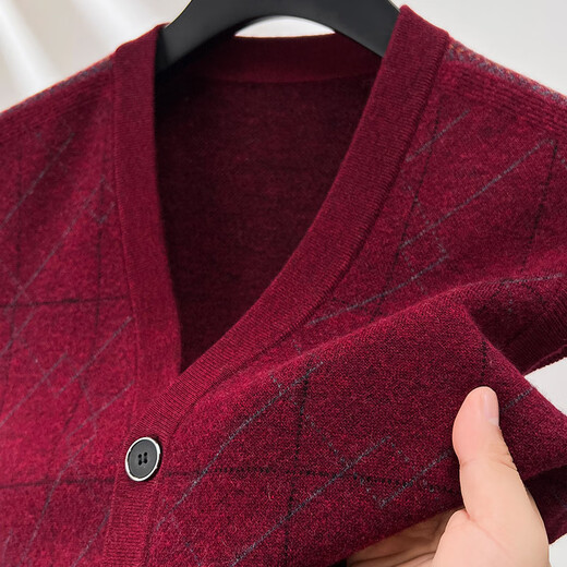 Hengyuanxiang thickened 100% pure wool cardigan vest men 2023 autumn and winter new style pocket sweater vest men Zhongjia M 170/48/105