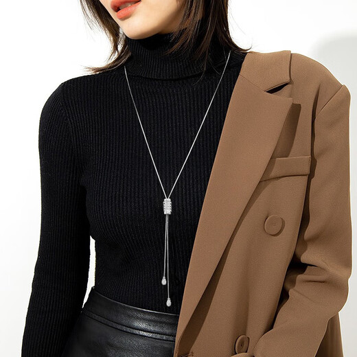 MIMORE small waist sweater chain women's high-end light luxury long necklace 2025 new accessories autumn and winter high-end tassel pendant