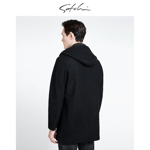 Sachi Satchi Herrenbekleidung Mall gleicher Männermantel Herbst und Winter Neue Pure Woll Business Kapuze warme Jacke Männer 88ulb8 Schwarz Grau 50