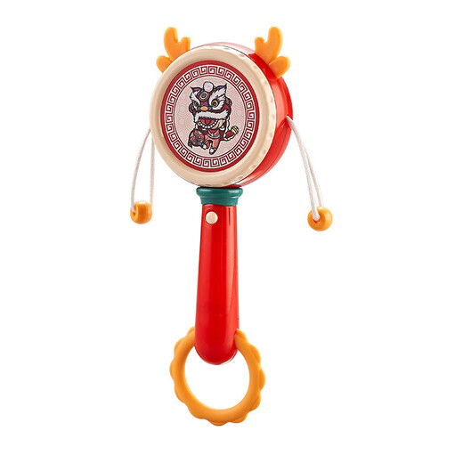 Beimuhui Baby Rassle kann mit Musik mit Musik 0-6-9 Monaten gebissen werden Neugeborene Baby Handdrum Kinderrasseln [Nationaler Trend] Bronze Cyan [Musikrassel] Einzelproduktbatterie