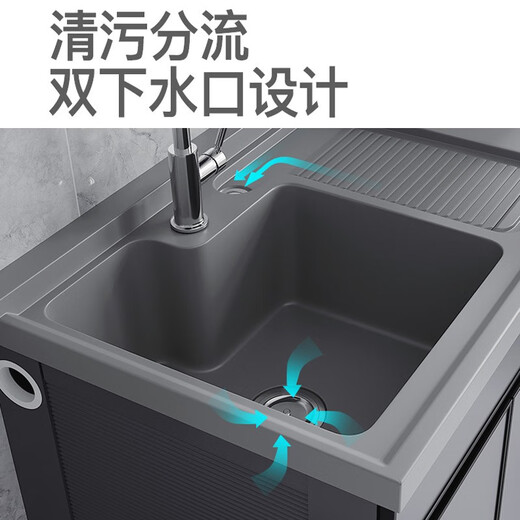 Acefendi Space aluminum balcony washing machine integrated cabinet combination customized high and low washboard sink countertop basin [Left and right notes] 95cm single door + pulling faucet