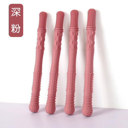 Guanxiangniao Teething Stick Baby Teething Stick Hollow Straw Teether Chewable Child Massage Gum Food Grade Soft Bite Deep Pink*/1pc Silicone Hollow Teether Tube
