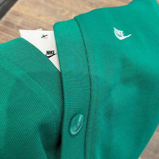耐克（NIKE）外套男士2024春秋季新款针织开衫V领线衫休闲夹克上衣 FN3899-365绿色 2XL