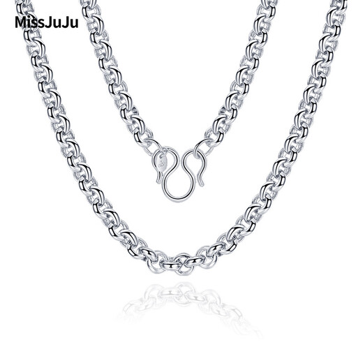 Miss JuJuPT950 platinum necklace men's platinum O-shaped chain simple and elegant round bead chain versatile pull-over pearl chain plain chain deposit customization Specifications contact online customer service