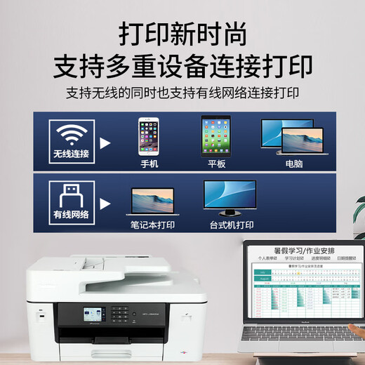 Bruder MFC-J2340DW/MFC-J3540DW/MFC-J3940DW Color A3 Wireless Remote Multi-Funktion Inkjet Drucker-Drucker-Kopie und Scannen integrierter Büro-Office-MFC-J3540DW (A3 Doppelseitig + kontinuierliche Recan) Paket 1: Eins Set von Tinten-Carridges addiert werden können.