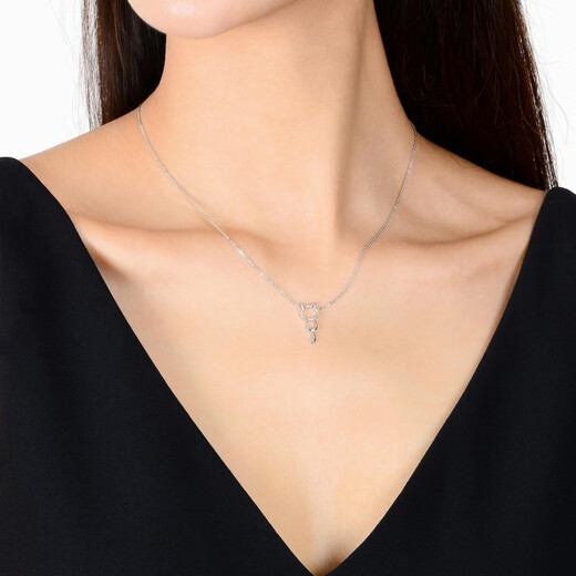Chow Sang Sang Pt950 Kitten Platinum Necklace Cute Platinum Pendant with Chain 86716N Pricing 45cm