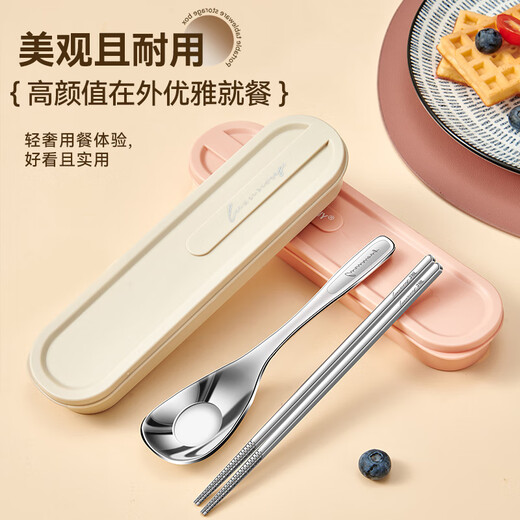 WORTHBUY student cutlery box storage empty box portable take-out travel student chopstick box children's household spoon single pack D style Mika bear