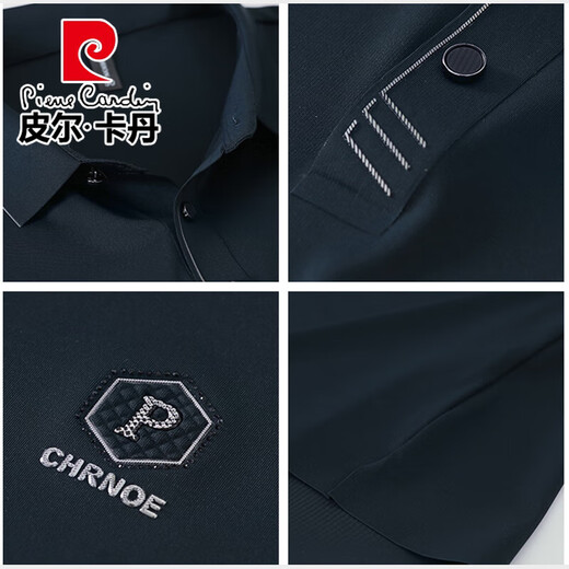 Pierre Cardin pour hommes d'âge moyen Suisse d'été Ice Silk T-shirt à manches courtes à manches moyens d'âge moyen Sports Sportswear Men's Summer 9885 Nanny Blue L