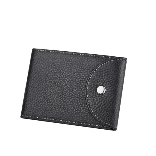 FXS Driver's License Leather Case Genuine Pickup Bag Men's Wallet Document Bag Antimagnetic Driver's License Passport Two-in-One Multi-Card Slot Card Holder Black