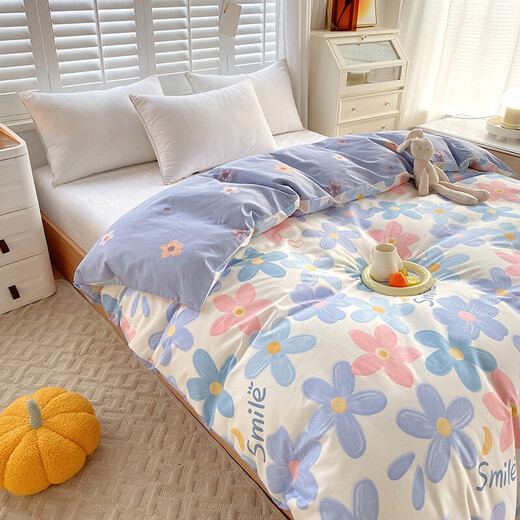 Nanjiren home textile quilt cover single piece Xinjiang 100 cotton 40 count pure cotton twill high count double quilt cover bedding Qianqian Yang [100% cotton comfortable and soft] 1.8m bed sheet four-piece set - quilt cover 200*230cm