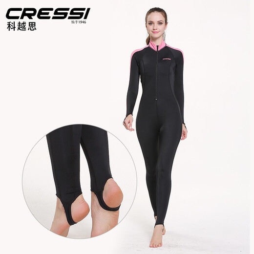 CRESSI Italian jellyfish snorkeling suit, one-piece diving suit, snorkeling suit, long-sleeved sun protection swimsuit for men and women, black blue M