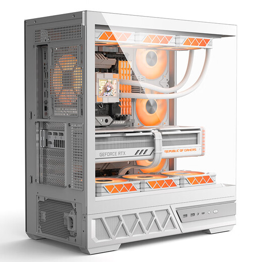 Golden field parallel world white gaming computer desktop host case compatible with dual 360 water-cooled ATX motherboards/three-sided quick release/supports back insertion/270 sea view room