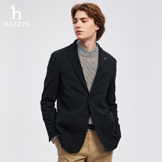 哈吉斯（HAZZYS）男装 春秋款西装外套通勤单西商务休闲西服男ASUZJ0BCJ01 藏青色NV L (175/96A 48)