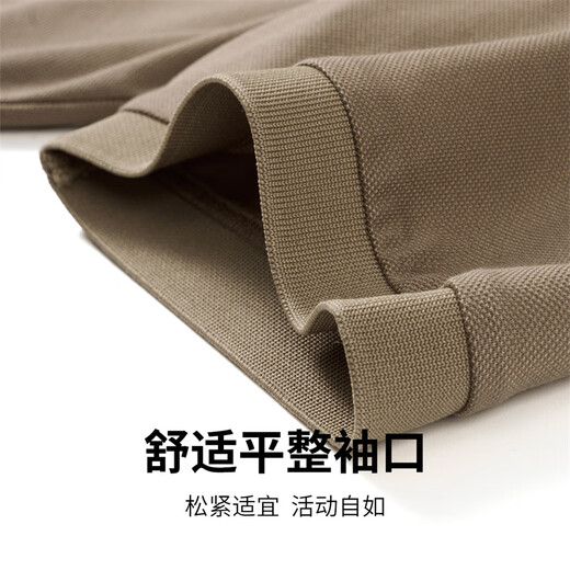 与狼共舞【含桑蚕丝】休闲通勤领口细节透气男士短袖POLO 701卡其 180 