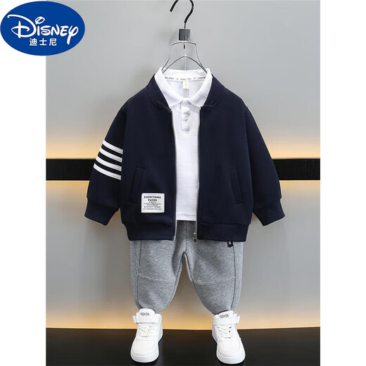 Disney (Disney) Boys' Jackets Autumn Clothes Little Boys Cardigan Two-Year-Old Baby Boy Baseball Uniform Outer Children's Jacket Top Navy Blue (Single Baseball Uniform Jacket) 100cm