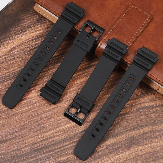 Fannu adapts to Casio small square AE-1200 1300 W-216 protruding resin 18mm silicone watch strap for men (C119) black-black original plastic buckle 18mm