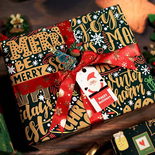 Extreme space wrapping paper Christmas decorations Christmas gift wrapping paper flower bouquet gift box wrapping paper 6 sheets + ribbon