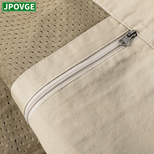 JPOVGE男士纯棉马甲男春夏季薄款宽松加大码V领马夹男中老年纽扣背心男 浅卡其-薄款 L -175/92A 【推荐125-140斤】
