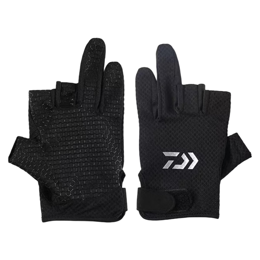 DAIWA Dayiwalua gloves, ice silk sleeves, sun protection and breathable, half-cut fishing gloves, three fingers missing