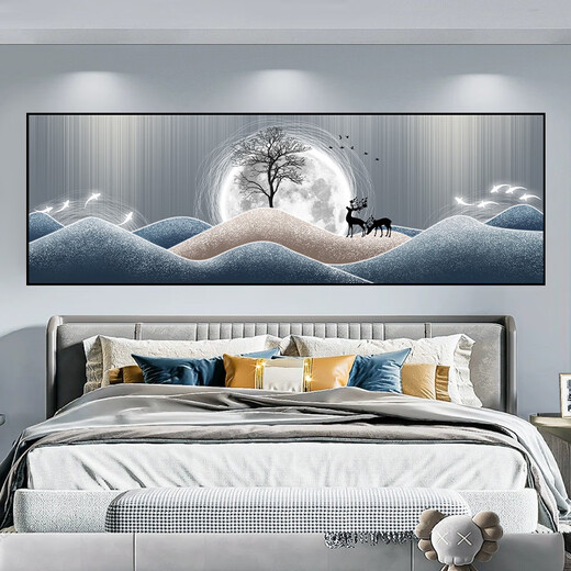 Dincmei Dingchuangmei bedroom bedside decoration painting stickers self-adhesive living room room master bedroom hotel guest house background wall mural stickers 01. Meditation width 180cm-height 60cm (recommended 1.8m bed) with adhesive on the back (high-definition waterproof, peel and stick)