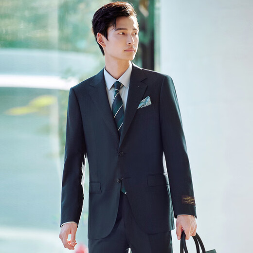 Anniversary Bird Suit Men's VBC Imported Fabric Light Business Formal Suit Suit Business Travel Anti-wrinkle Easy to Care Turquoise Highly Twisted Floral Yarn Solid Color 48 A(175/96) /Please note waist or pants