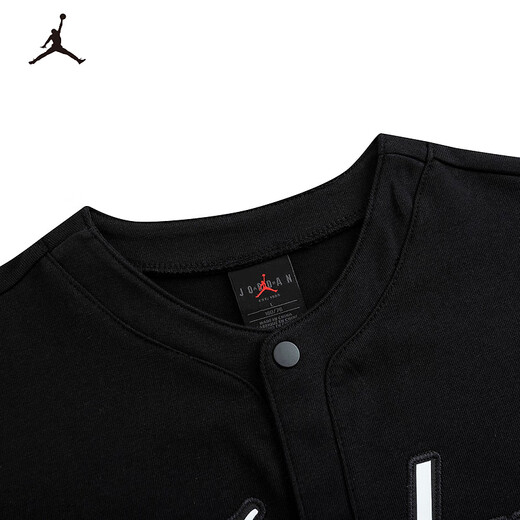 NIKE JORDAN Nike AJ children's short-sleeved shirt summer new pure cotton children's baseball jersey black 160/80 recommended height 158-170cm
