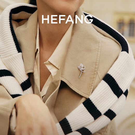HEFANG He Fang Jewelry Elegant Rose Brooch Silver Pin Women's Light Luxury High-end Birthday Gift for Girlfriend Silver