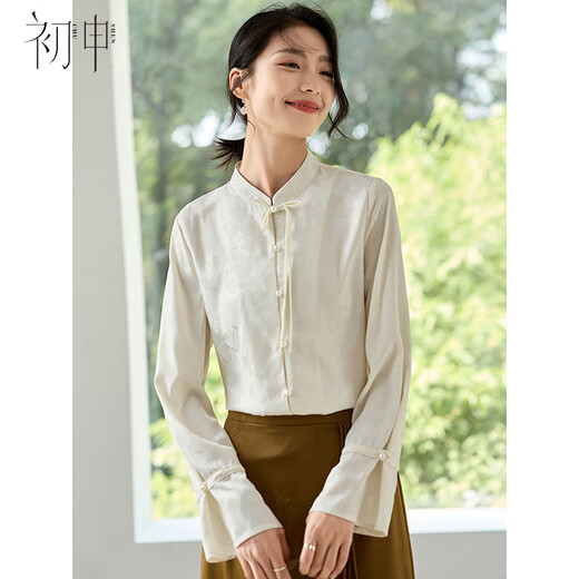 Chushen new Chinese style long-sleeved shirt for women New Year's Eve party wear Oriental simple luxury style pearl button shirt S143C5003