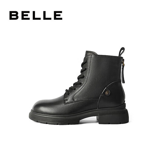 百丽（Belle）七夕礼物舒适马丁靴女商场款真皮时尚靴B7E2DDD4 黑色-单里 36 (230mm)