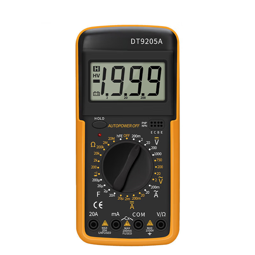 樱笋年光数字万用表电工多功能智能烧家用维修表DT9205A交直流电 9205A标配+表包 +备用电池
