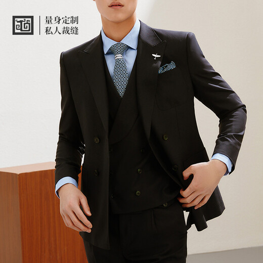 Long Qingxiang business fashion suit, four seasons, door-to-door custom-made slim fit wedding dress, groom suit for men, dark blue 180B (one version per person, customized size)