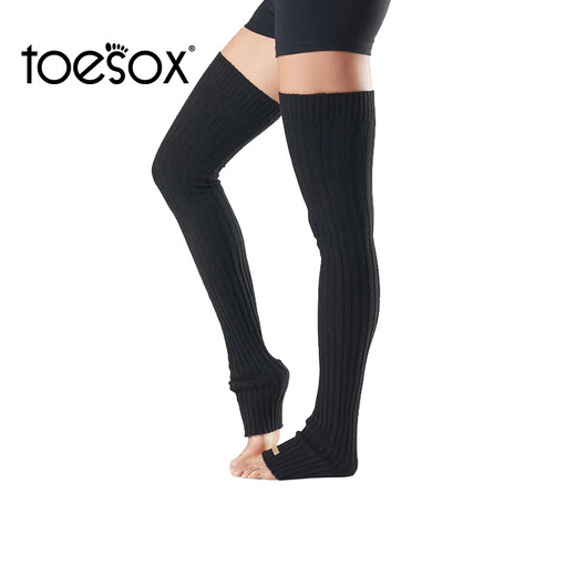 Toesox knee-protecting yoga socks, professional non-slip socks, Pilates long leg socks, Thigh High series, dark gray, one size fits all (87~89cm)