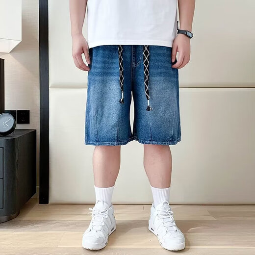 
Looking American retro heavyweight tooling shorts in summer loose large size fat man straight-legged washing denim five-point pants 5010# 4XL recommendation (185-200) Jin[Jin equals 0.5 kg]