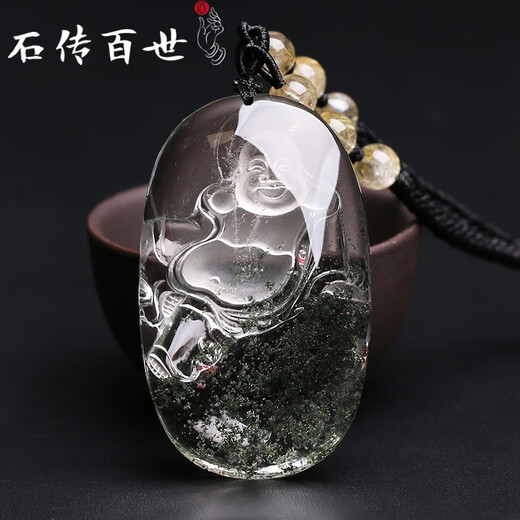 Steinschöpfung Best [professionelles Zertifikat] Natural Green Ghost Anhänger Männer und Frauen Grünkristall Halskette Geburtstagsgeschenke für Mama und Papa 6169# Maitreya Buddha