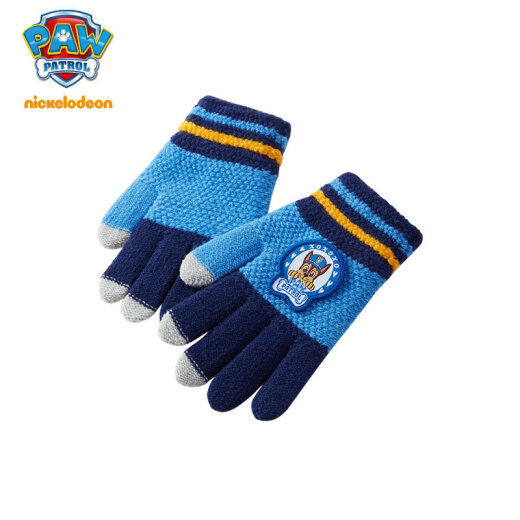 Paw Paw Team Children's Gloves Boys Five Finger Gloves Autumn and Winter Children's Warm Finger Gloves Baby Girl Cute Gloves Trendy Navy (Archie) 3-7 Years Old [Believe in the Power of Authentic Products]