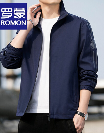 Romon Brand Jacke Herrenhäuser -Jacke Herren Frühling und Herbst 2022 Frühling Mode vielseitige trendige lässige Gelegenheitskleidung Windschutz Arbeiten Herrenkleidung JK683 Blau 185