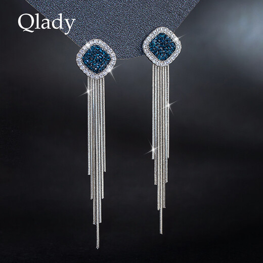Qlady tassel silver earrings women's fashion long style 925 silver needle light luxury earrings birthday gift for girlfriend