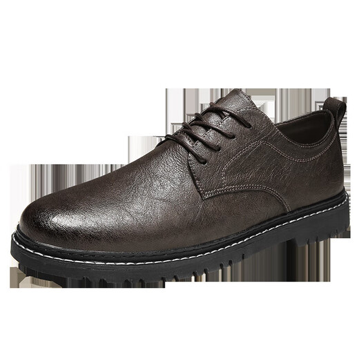 Nuevos productos para zapatos para hombres zapatos de cuero casual Versión coreana para hombres zapatos formales para hombres Versátiles zapatos de suela plana 9920 caqui 40