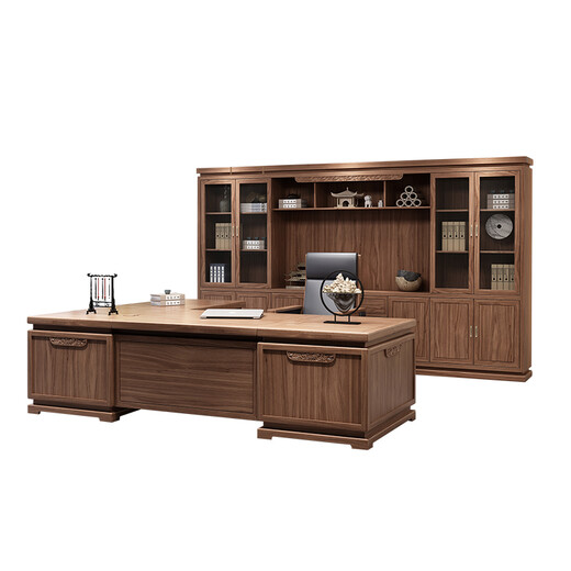 Fenfan new Chinese style solid wood boss desk CEO desk executive desk office desk and chair combination office furniture customization 2.6 meters desk