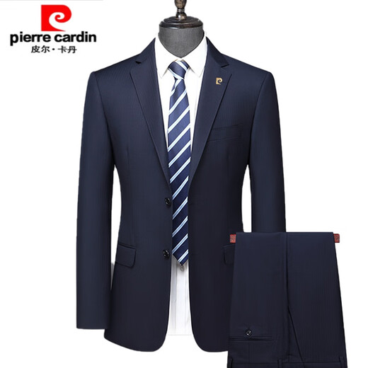 Pierre Cardin high-end worsted wool suit men's brand-name high-end middle-aged men's business formal wedding suit navy blue MY7002 style 170 yards recommended 100Jin Jin equals 0.5kg -125Jin Jin equals 0.5kg