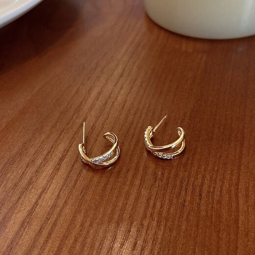 Miao Xiu Design Cross S925 Silver Needle Earrings Feminine Style 2025 New Internet Celebrity Earrings Valentine's Day Gift Cross Earrings - Gold L0609B